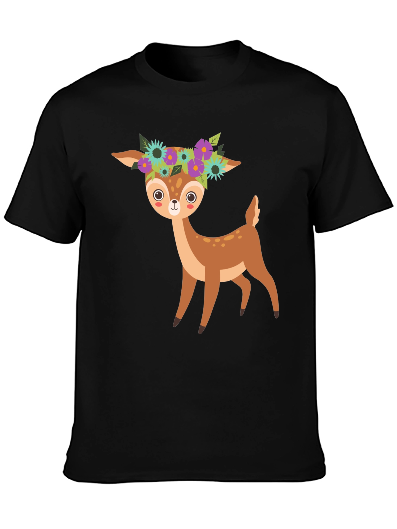 Floral Deer Graphic Tee - Cute Casual Style