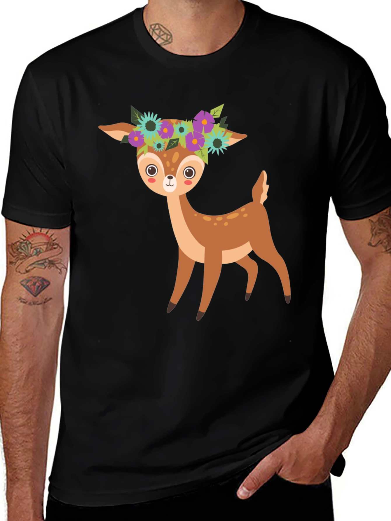 Floral Deer Graphic Tee - Cute Casual Style