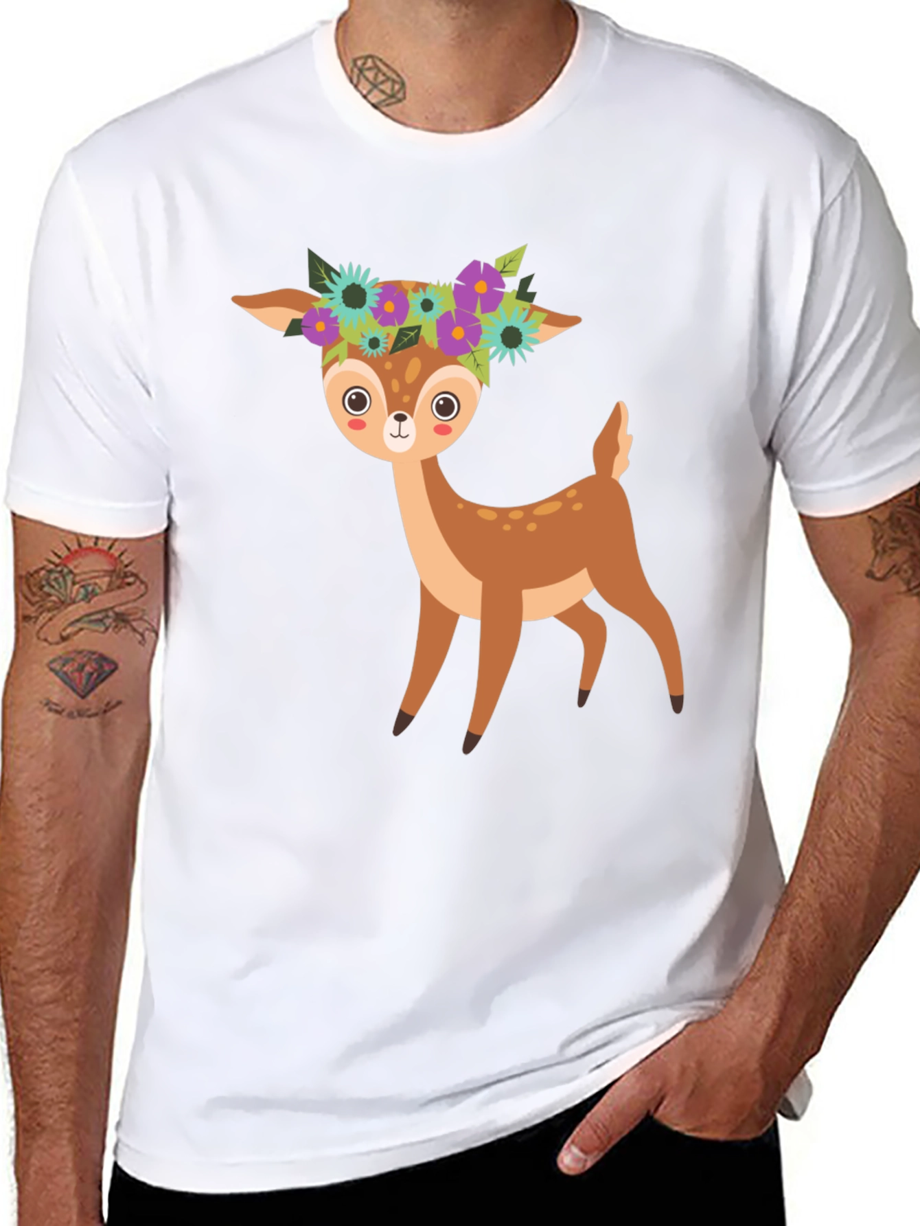 Floral Deer Graphic Tee - Cute Casual Style