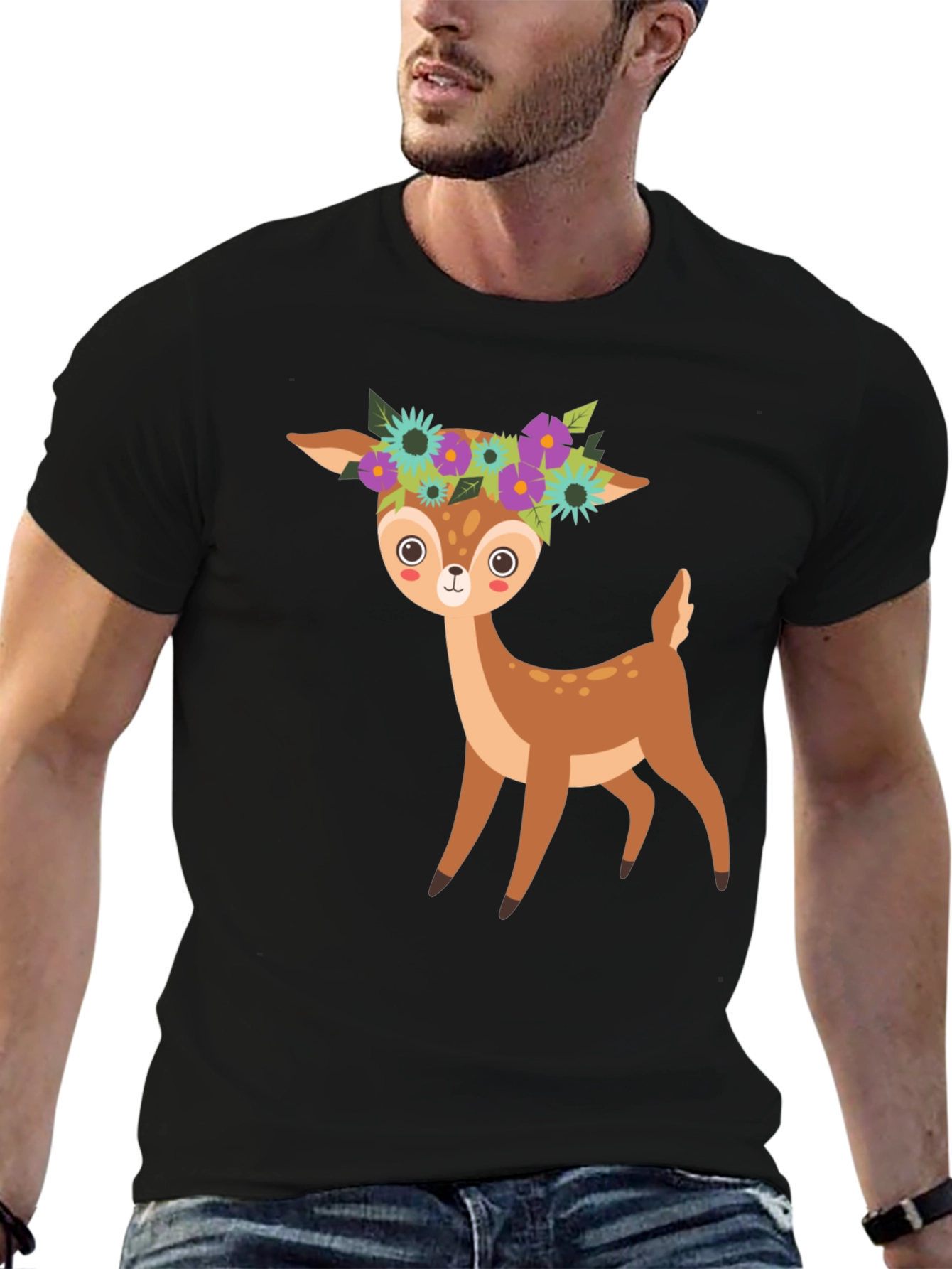Floral Deer Graphic Tee - Cute Casual Style