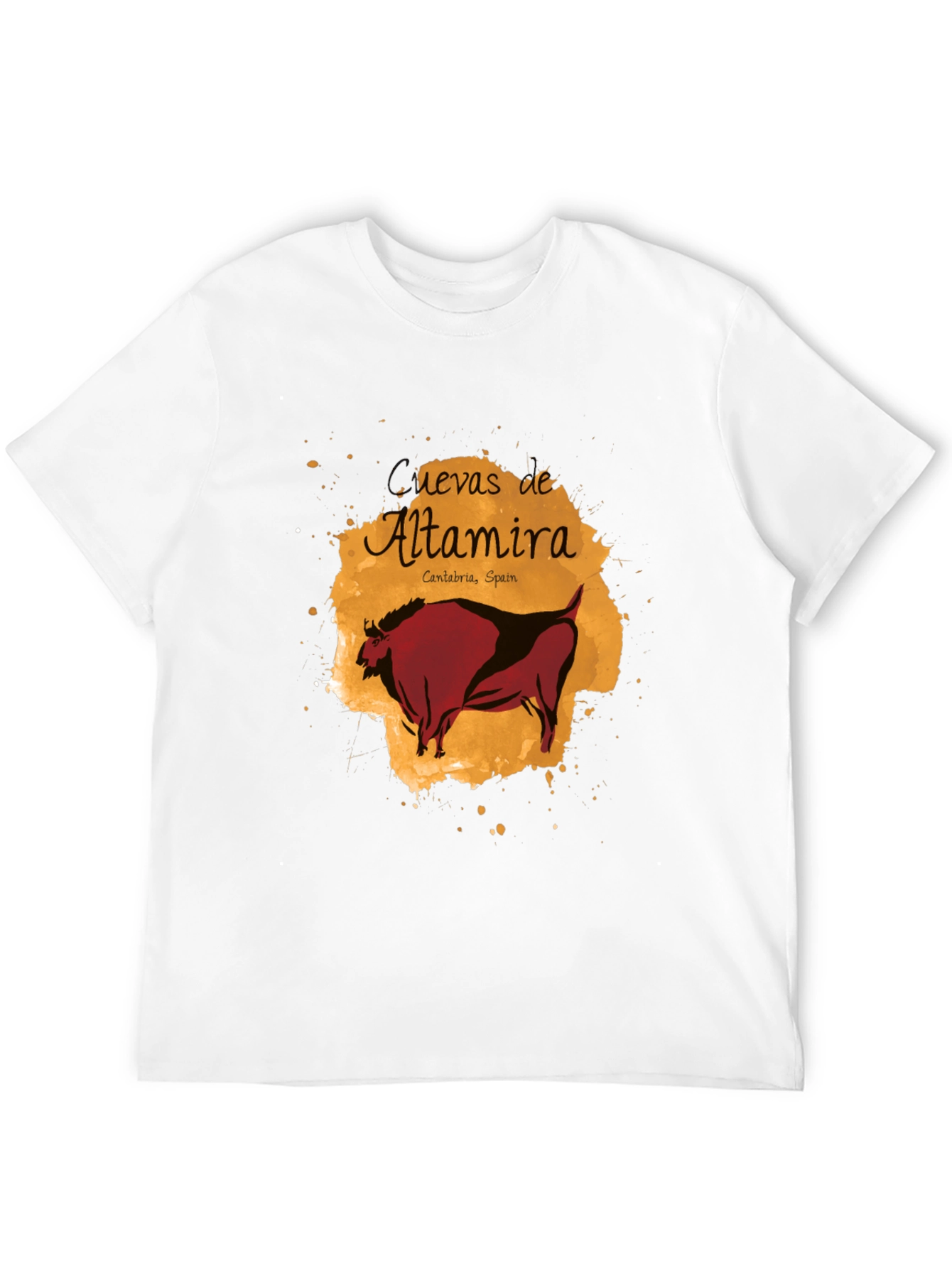 Altamira Caves Bison Graphic Tee - Artistic Black T-Shirt