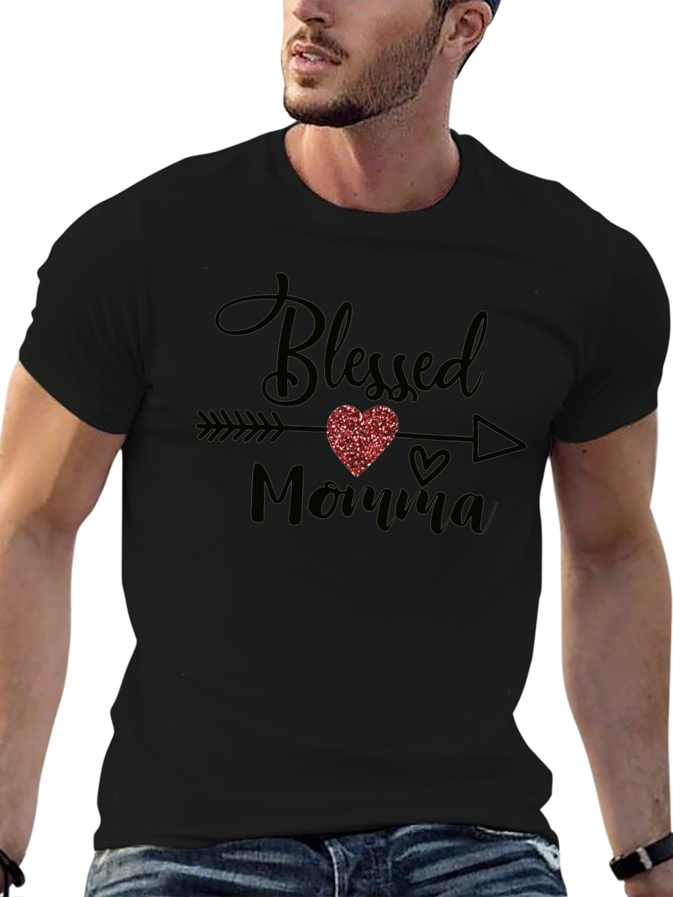 Blessed Momma T-Shirt - Arrow Heart Design