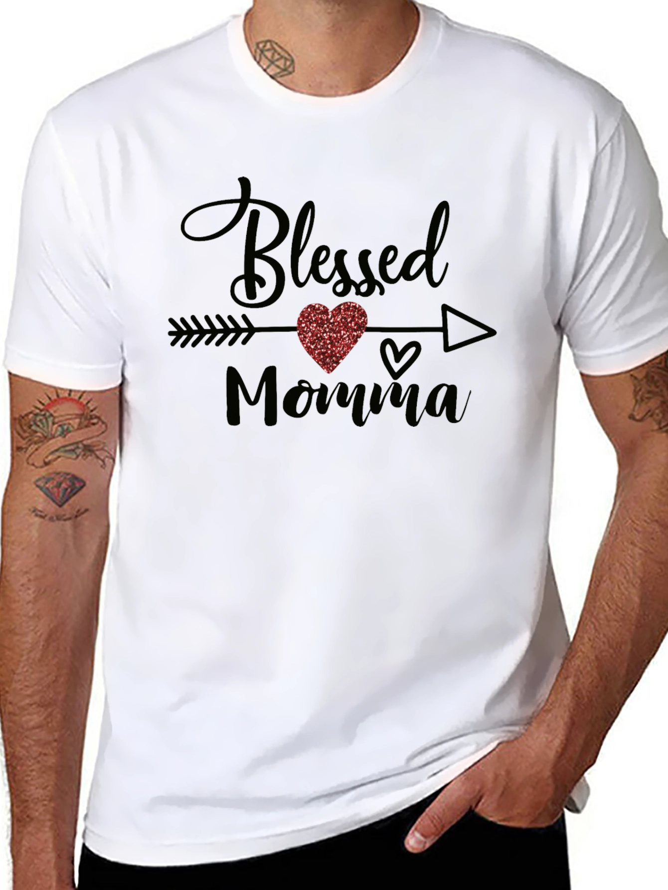 Blessed Momma T-Shirt - Arrow Heart Design