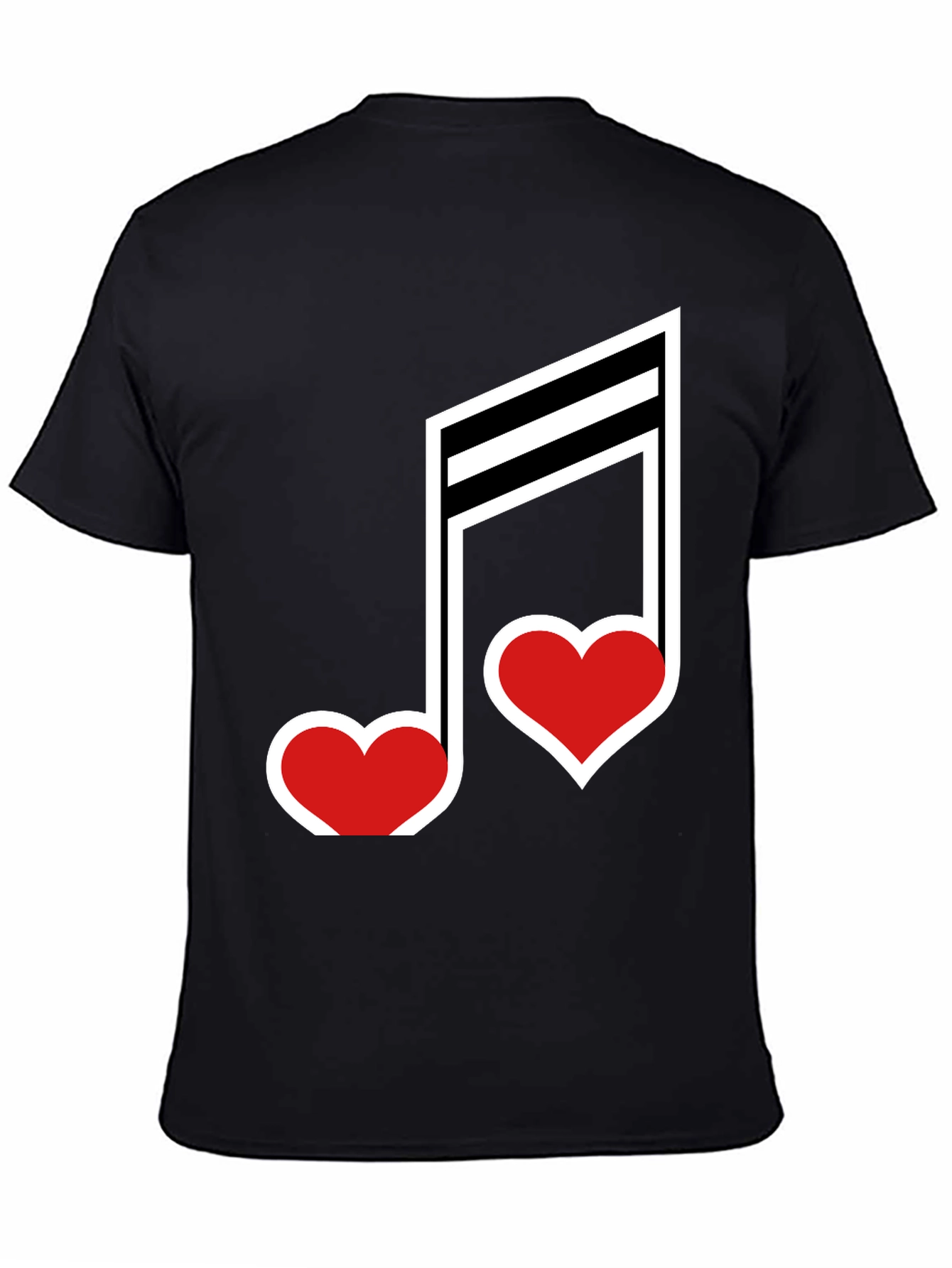 Musical Heart Note Graphic Tee - Black Cotton T-Shirt