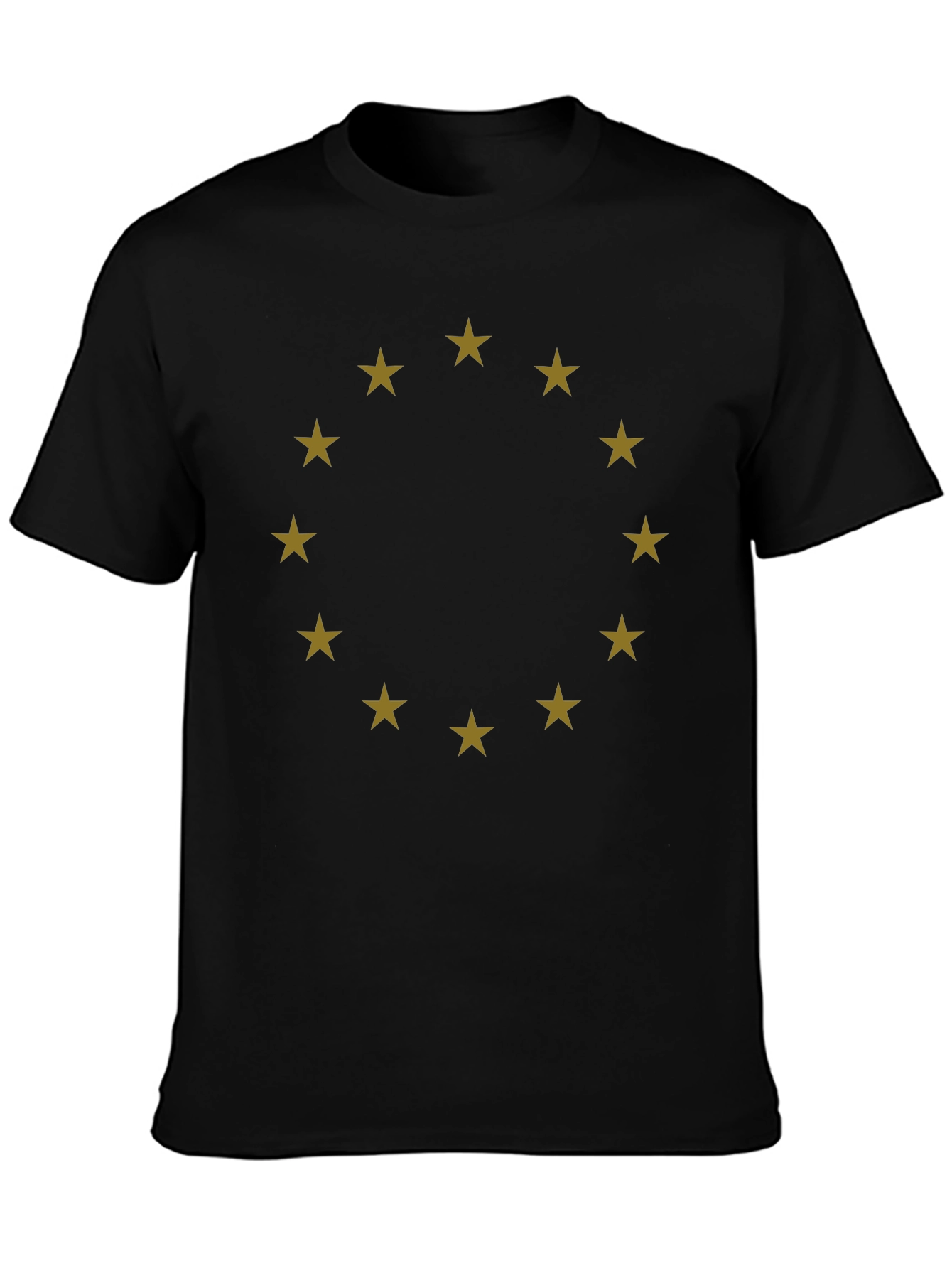 Stylish Black Tee with Gold Star Circle Design