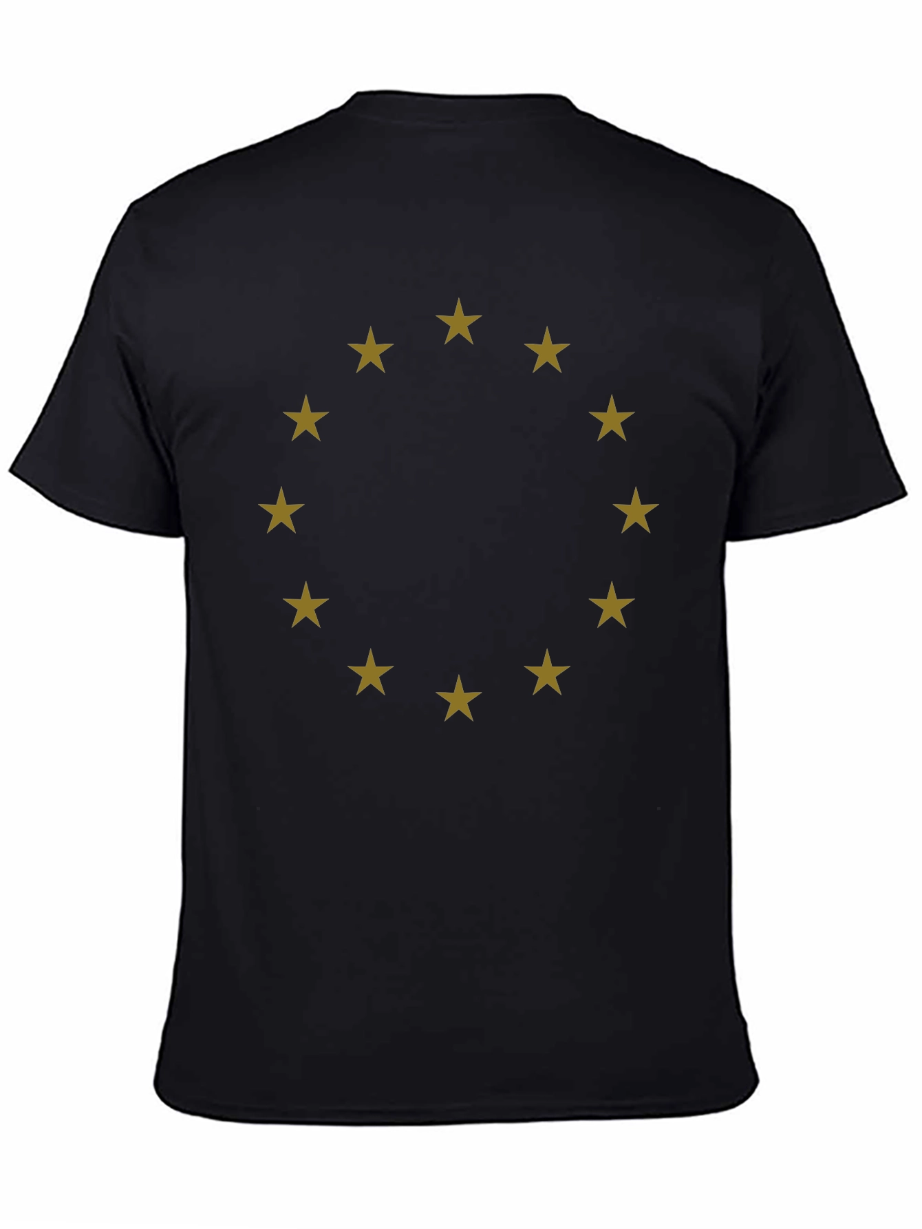 Stylish Black Tee with Gold Star Circle Design