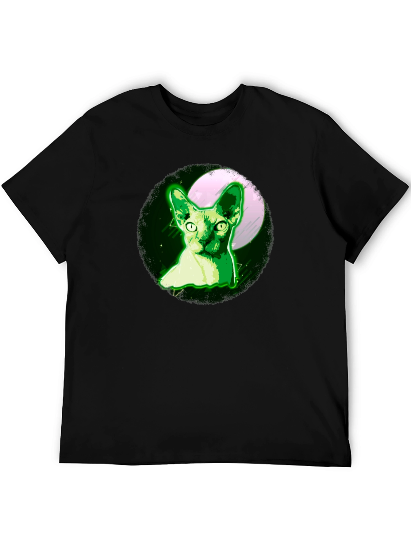 Sphynx Cat Moon T-Shirt - Glow Green Design