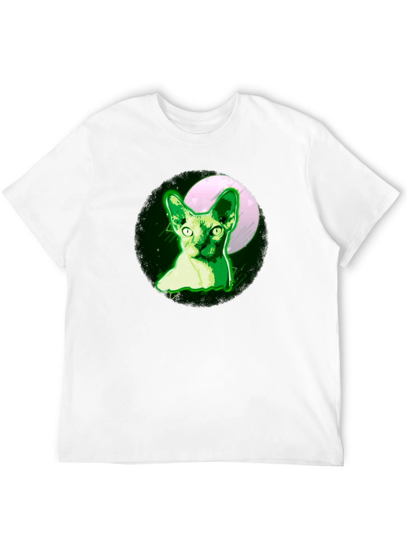 Sphynx Cat Moon T-Shirt - Glow Green Design