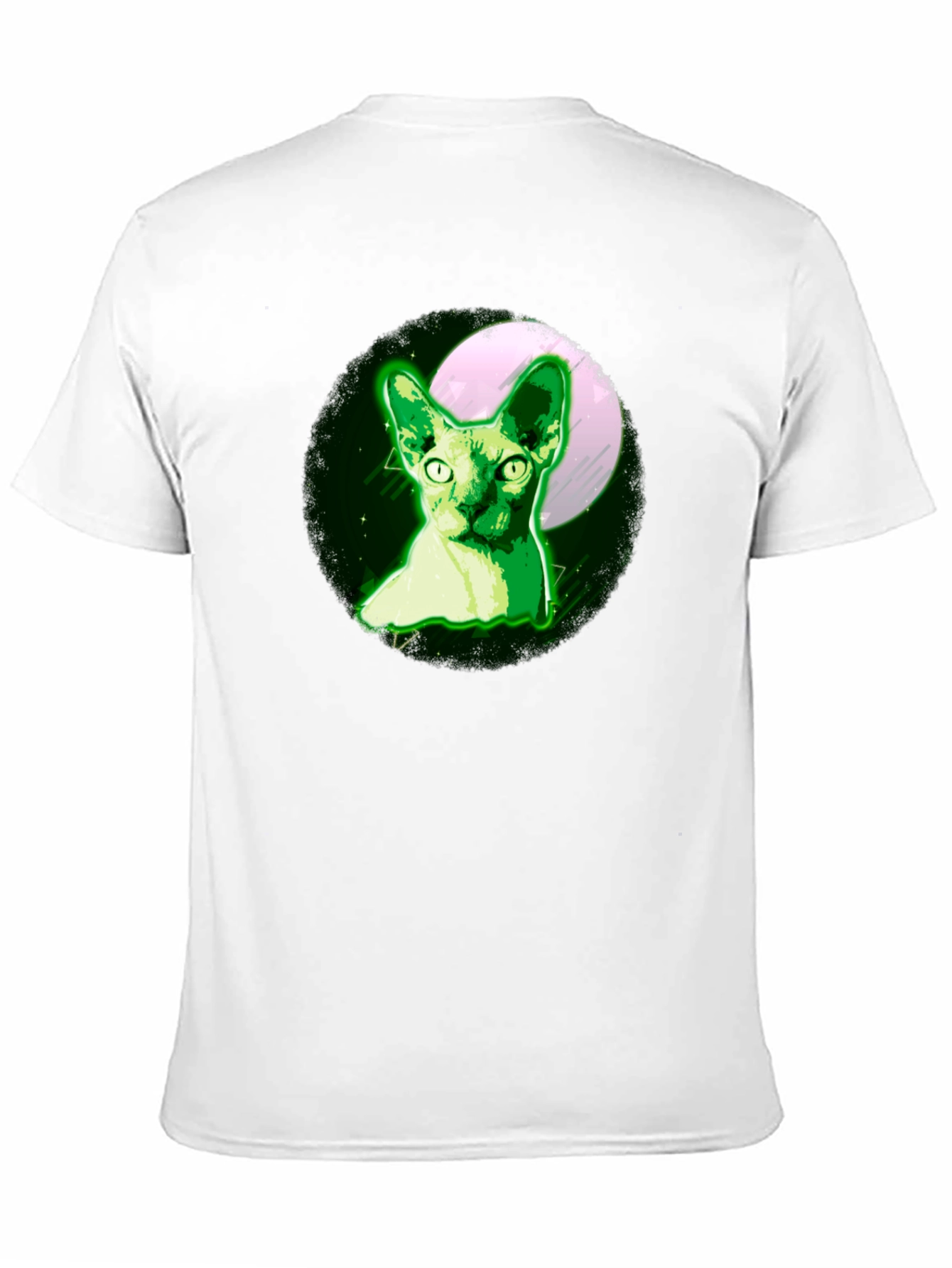 Sphynx Cat Moon T-Shirt - Glow Green Design