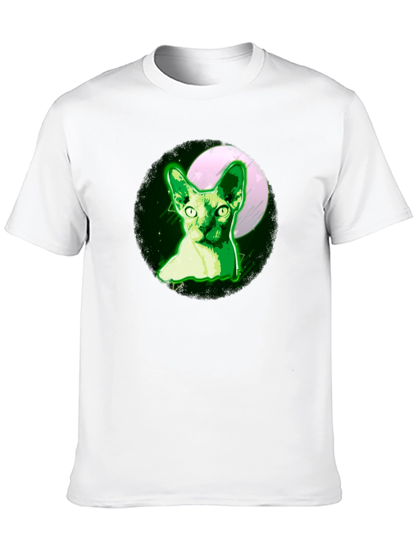 Sphynx Cat Moon T-Shirt - Glow Green Design