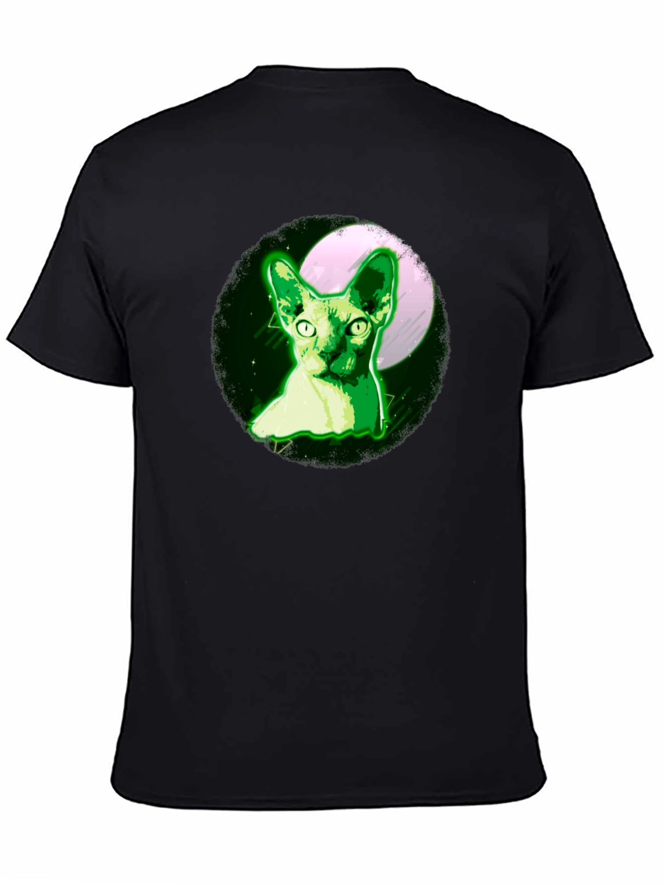 Sphynx Cat Moon T-Shirt - Glow Green Design