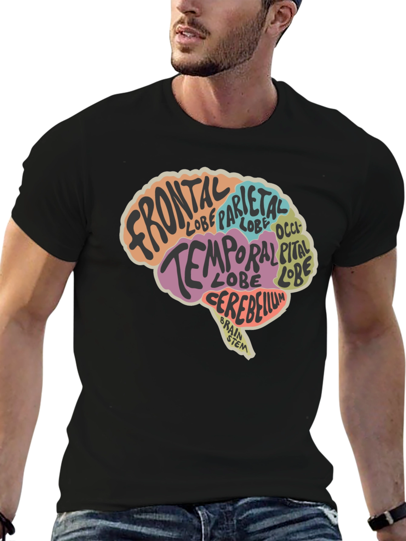 Brain Anatomy Graphic T-Shirt - Black