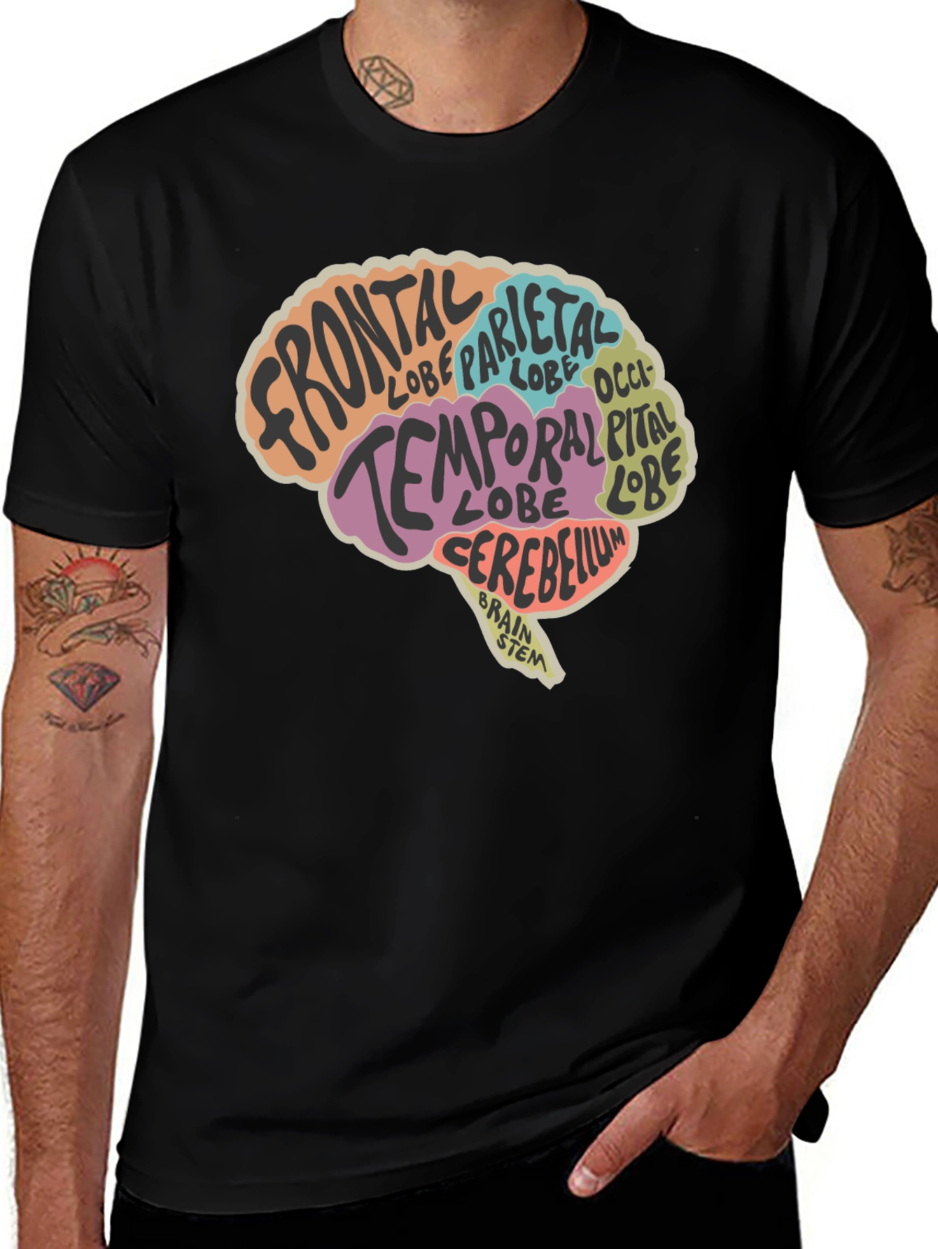 Brain Anatomy Graphic T-Shirt - Black