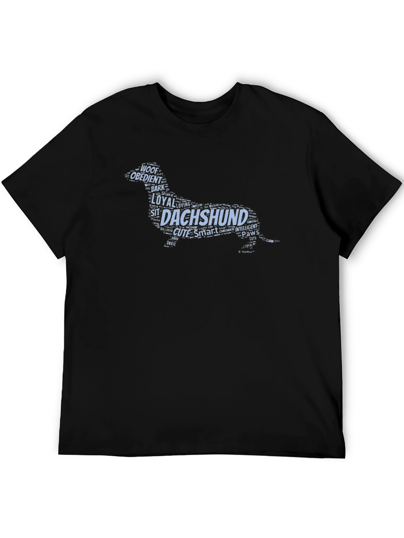 Dachshund Word Art T-Shirt - Mens Black Tee