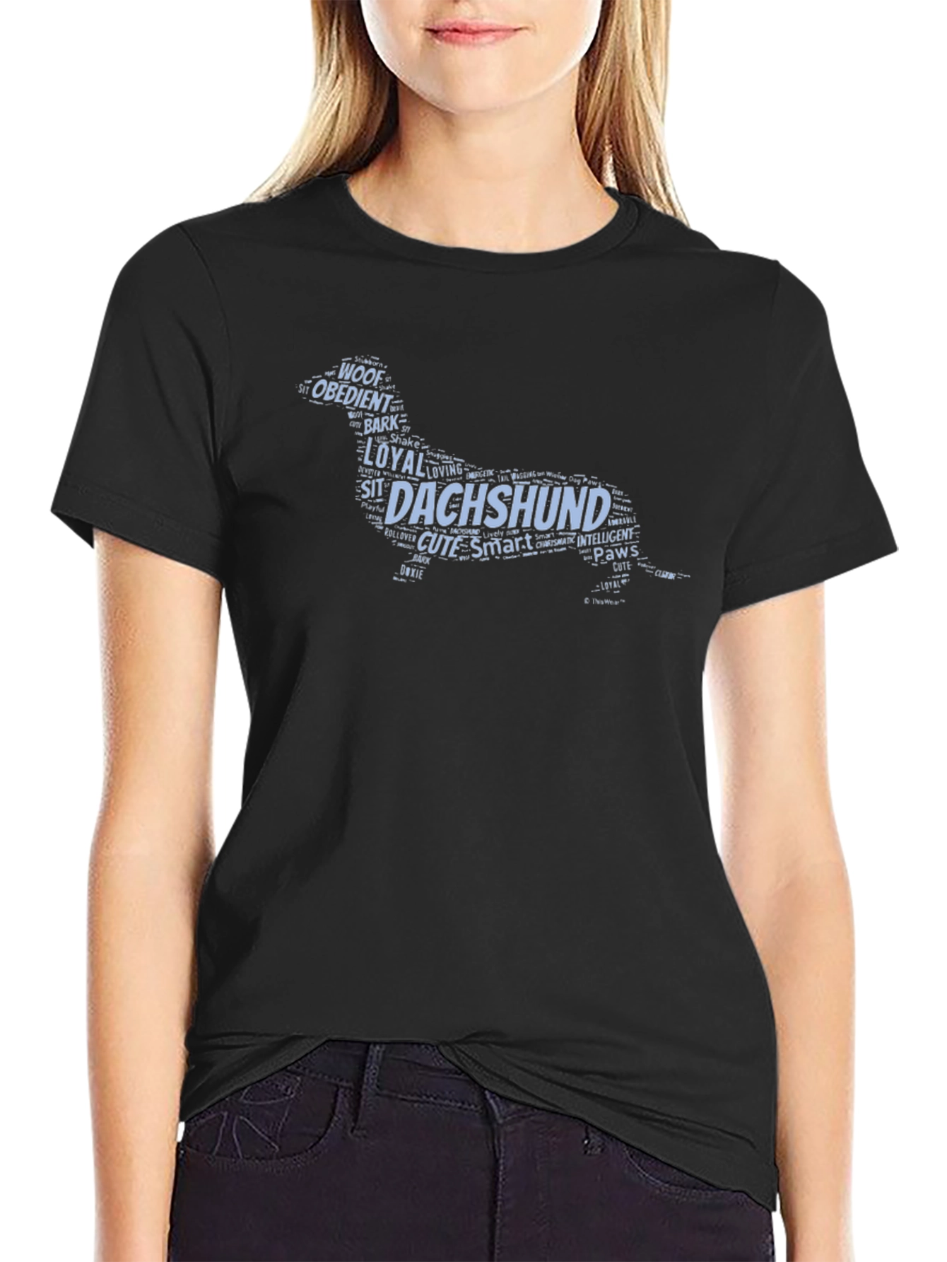 Dachshund Word Art T-Shirt - Mens Black Tee