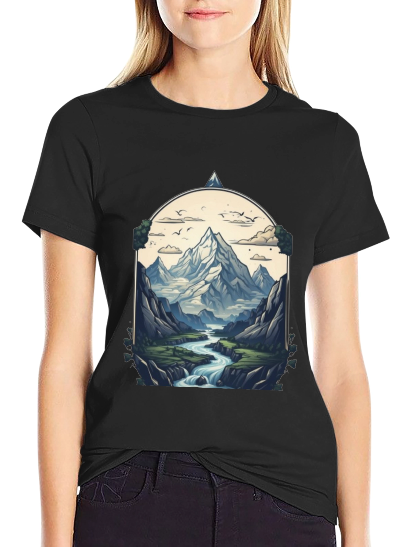 Mountain River T-Shirt - Nature Graphic Tee