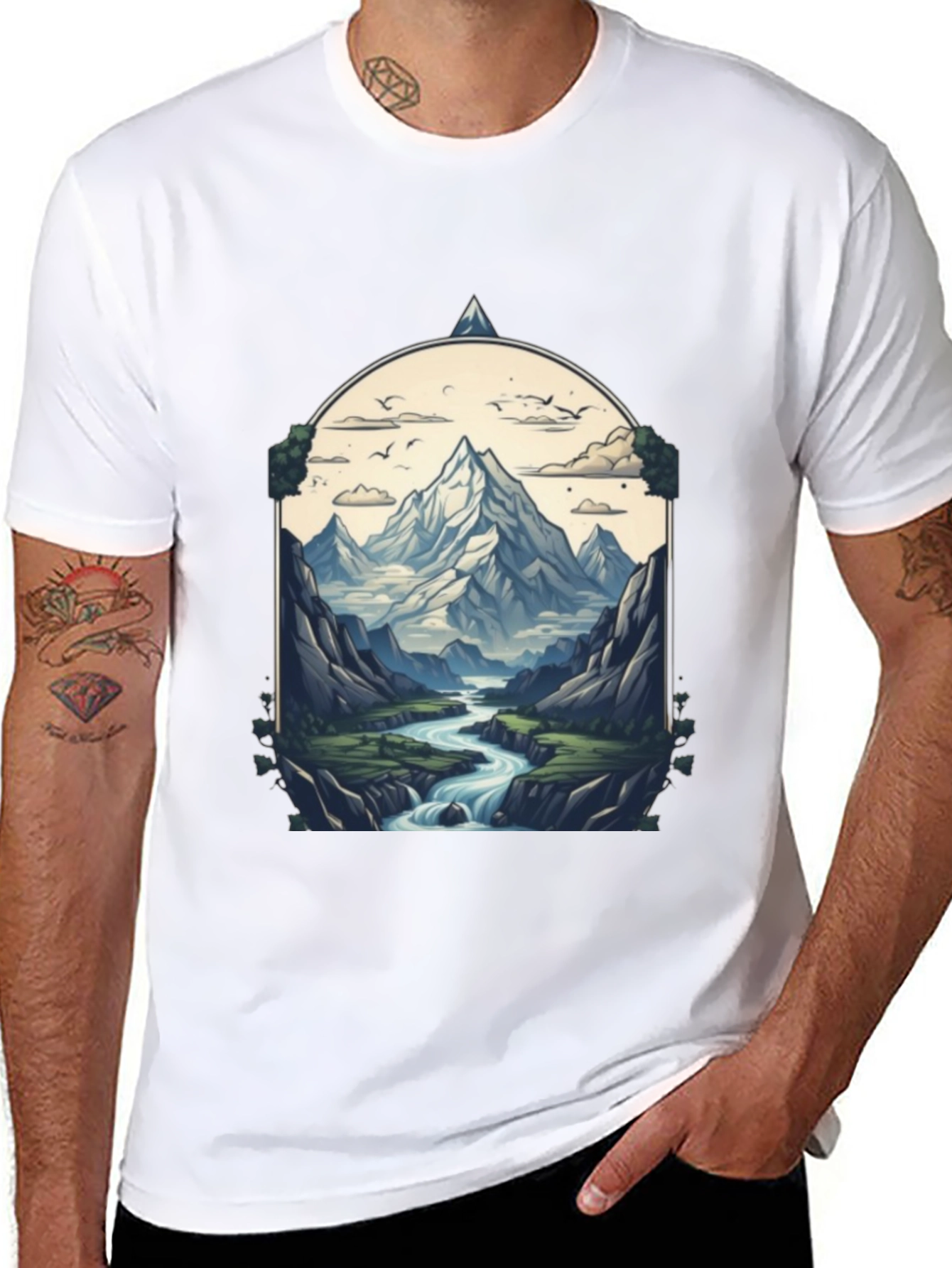 Mountain River T-Shirt - Nature Graphic Tee