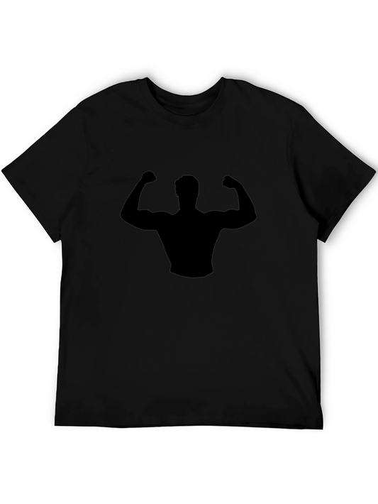 Black Muscle Man Silhouette Graphic T-Shirt