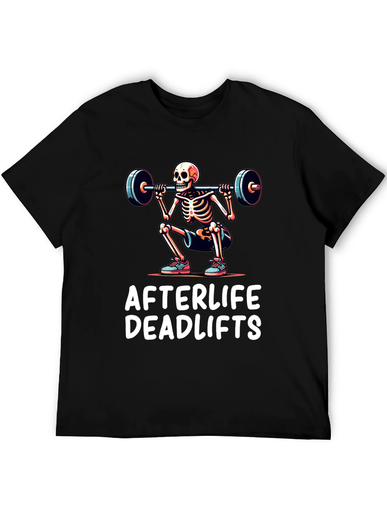 Afterlife Deadlifts Graphic Tee - Skeleton Weightlifting Shirt