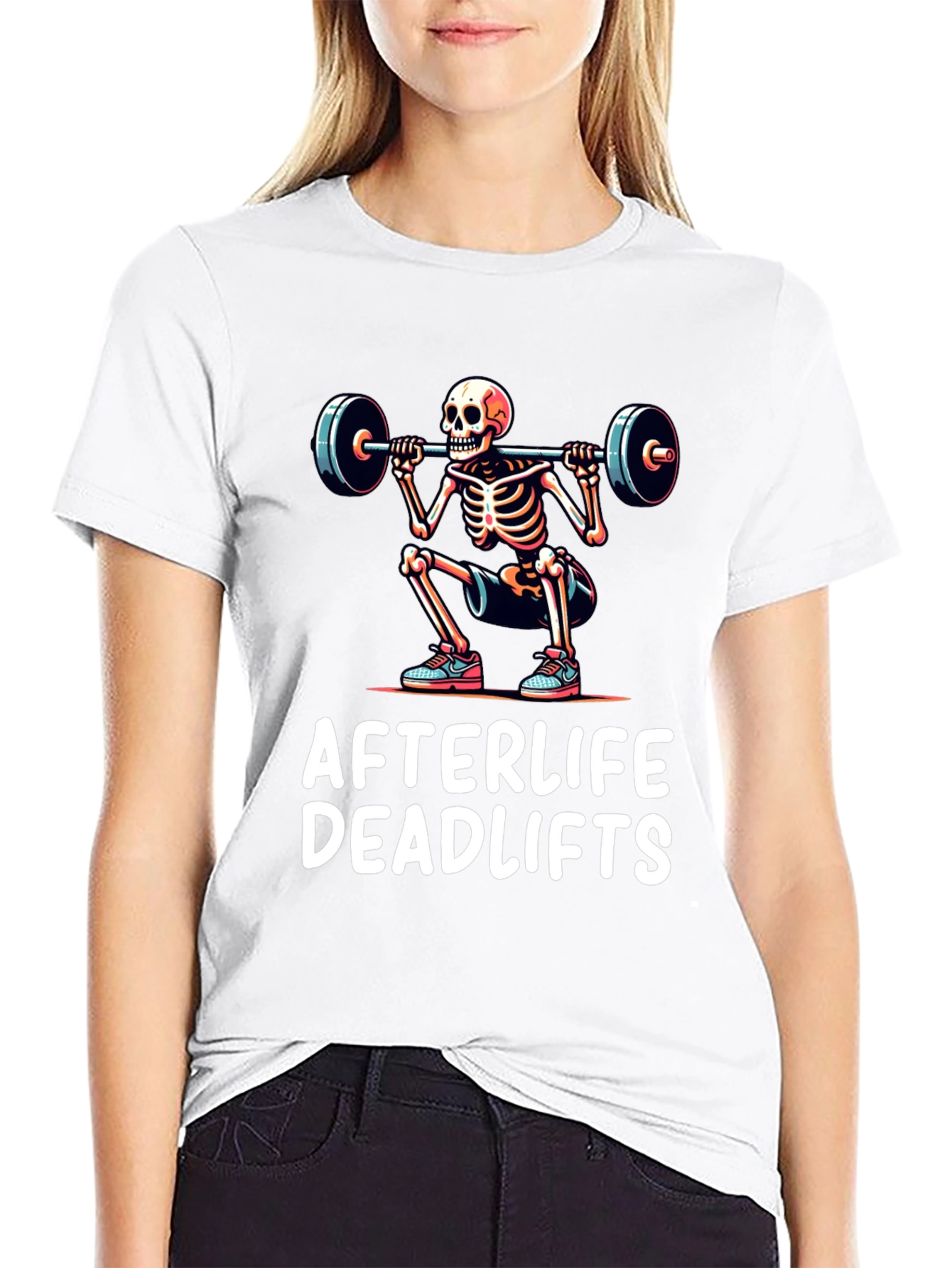 Afterlife Deadlifts Graphic Tee - Skeleton Weightlifting Shirt