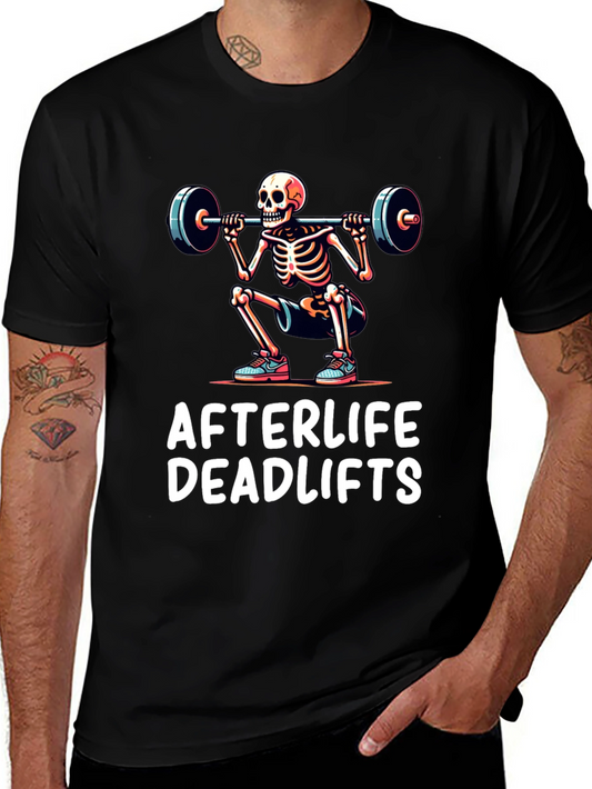 Afterlife Deadlifts Graphic Tee - Skeleton Weightlifting Shirt