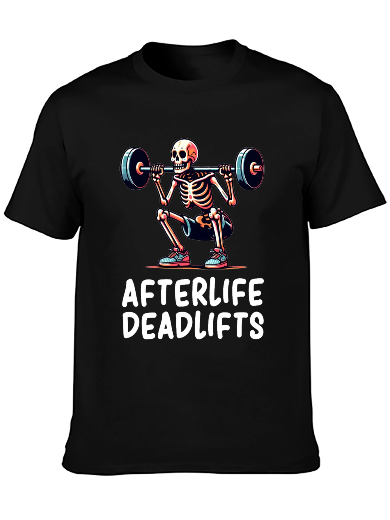 Afterlife Deadlifts Graphic Tee - Skeleton Weightlifting Shirt