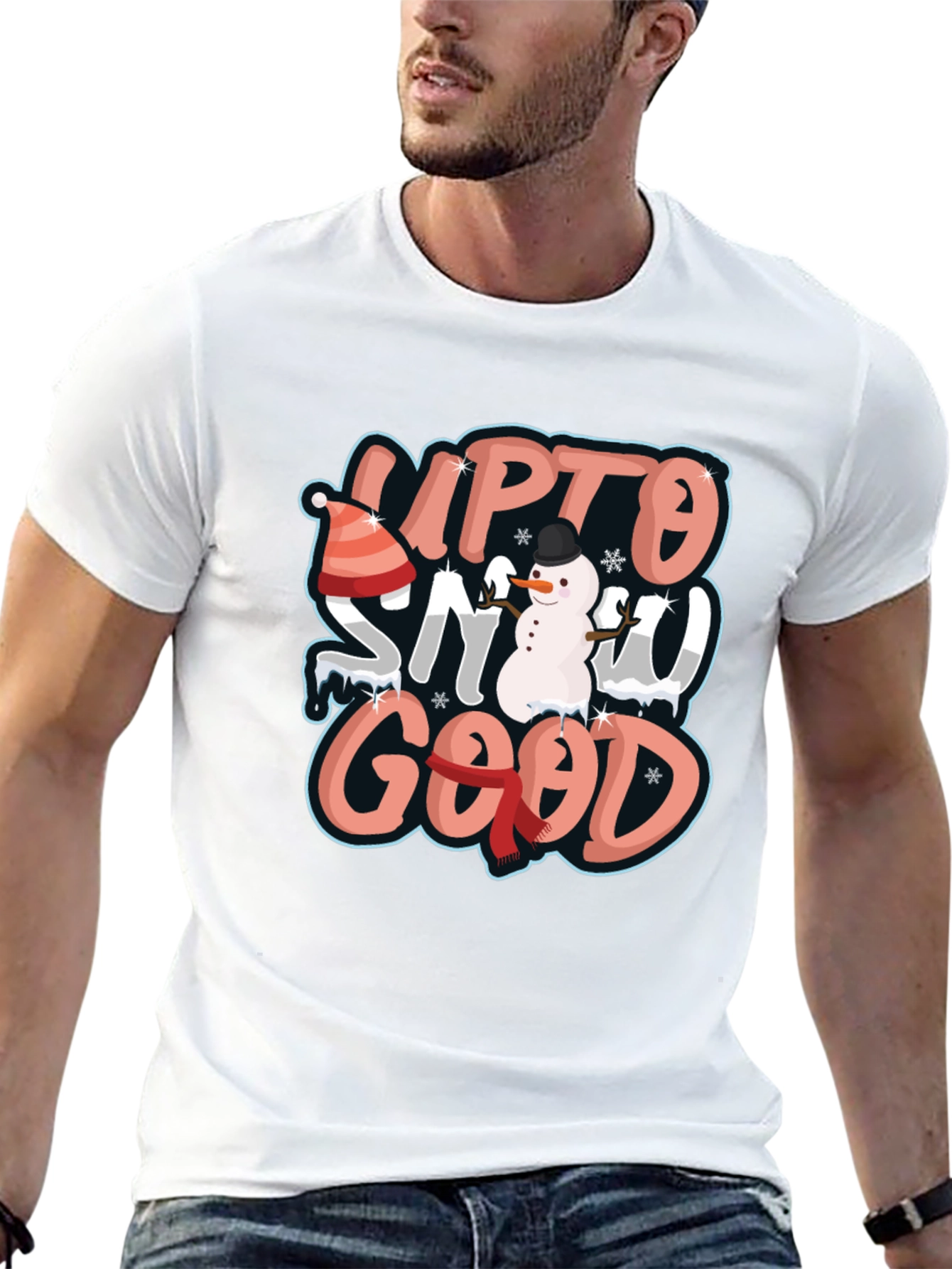 Up to Snow Good Black Graphic T-Shirt
