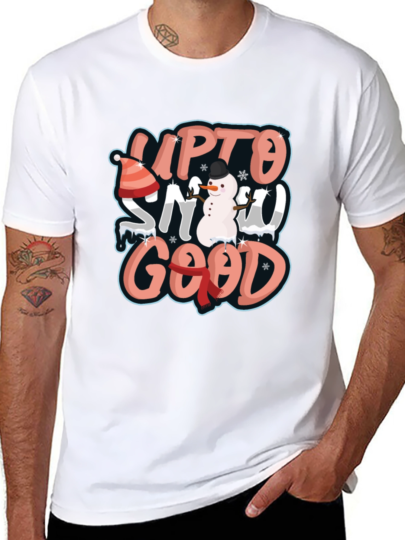 Up to Snow Good Black Graphic T-Shirt