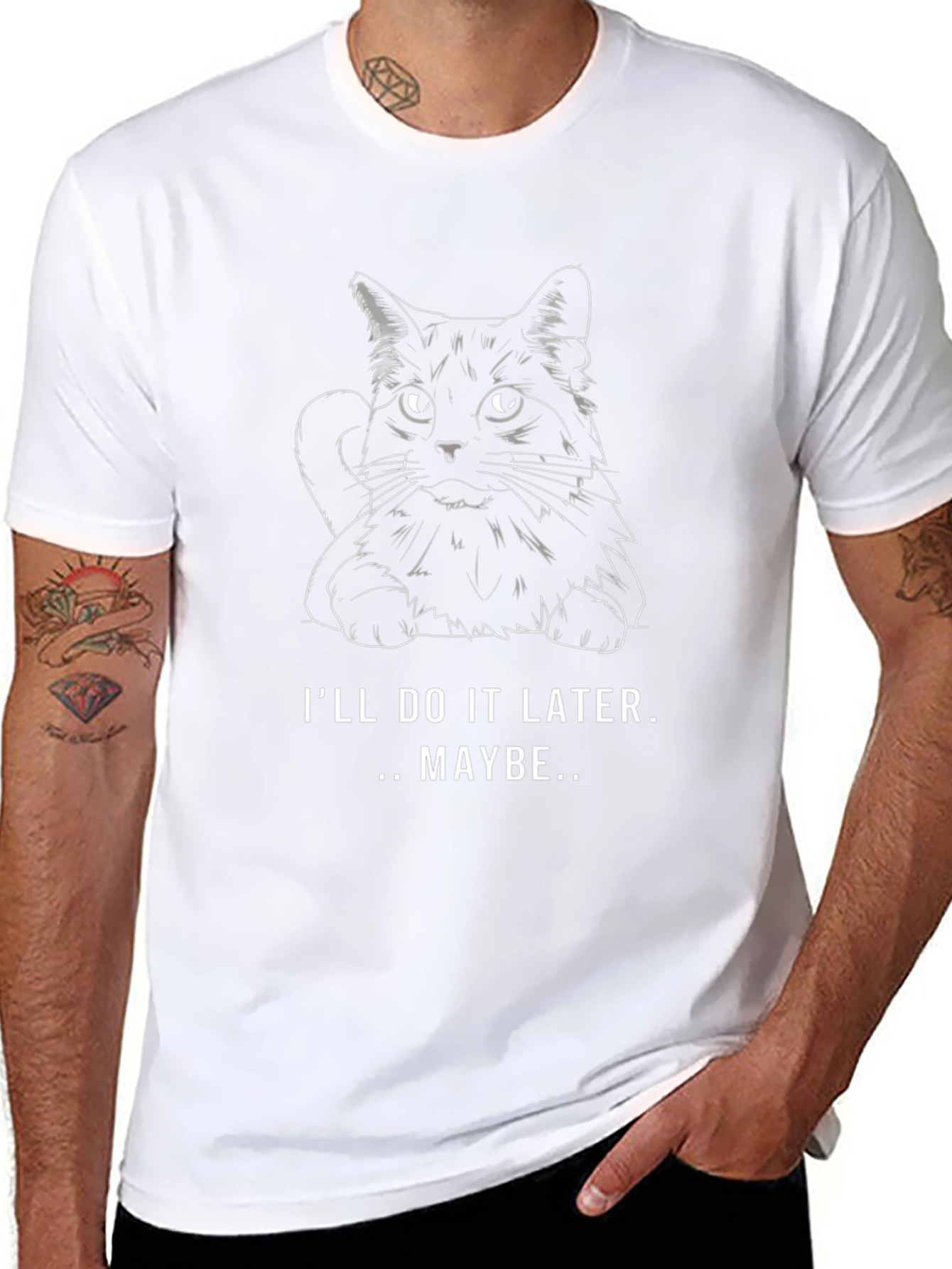 Ill Do It Later Cat Graphic T-Shirt