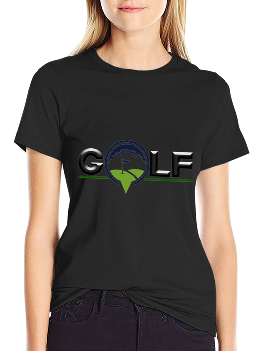 Golf Logo Black T-Shirt - Sporty Casual Tee