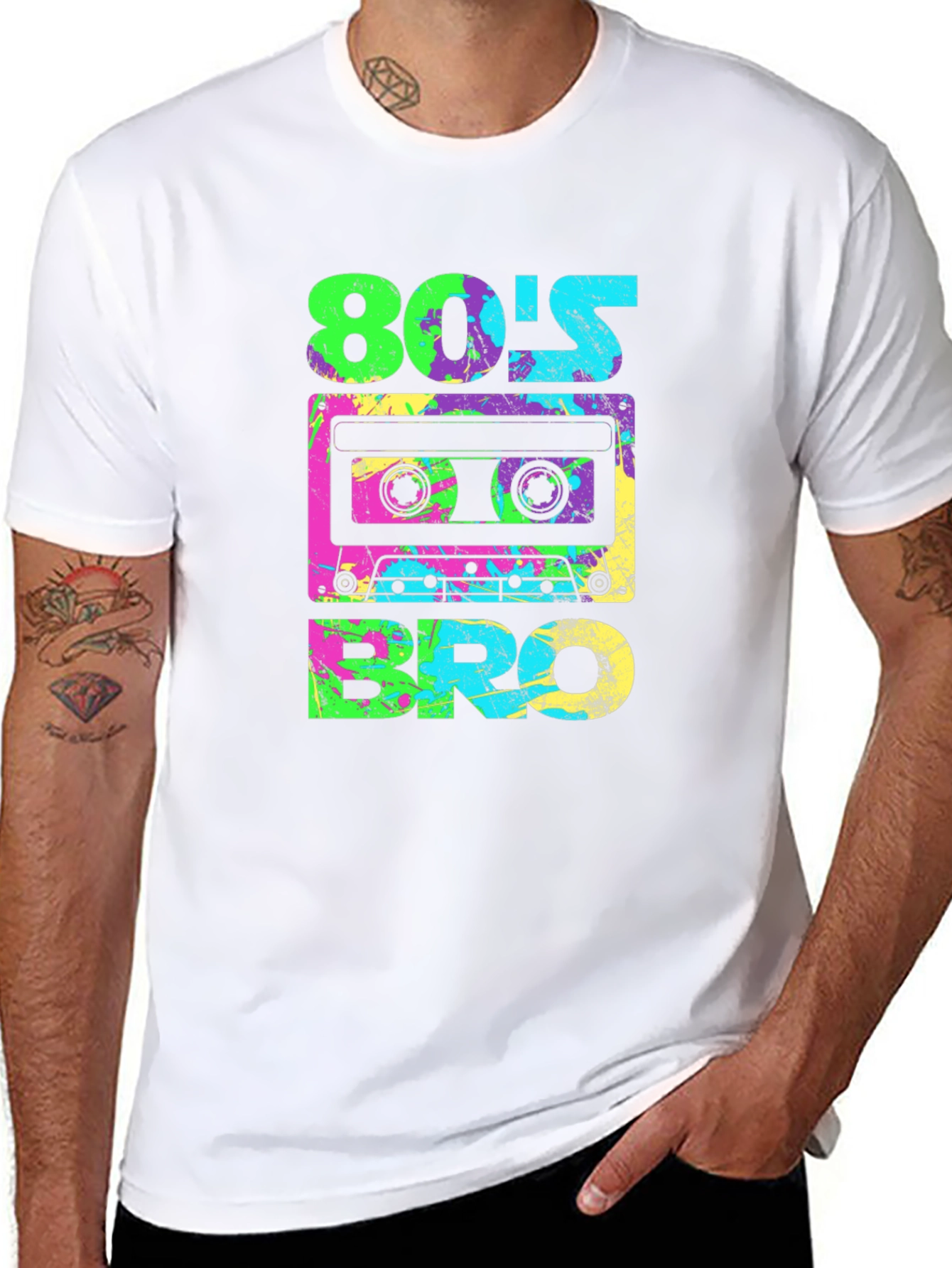 Retro 80s Bro Graphic Tee - Cassette Tape Design