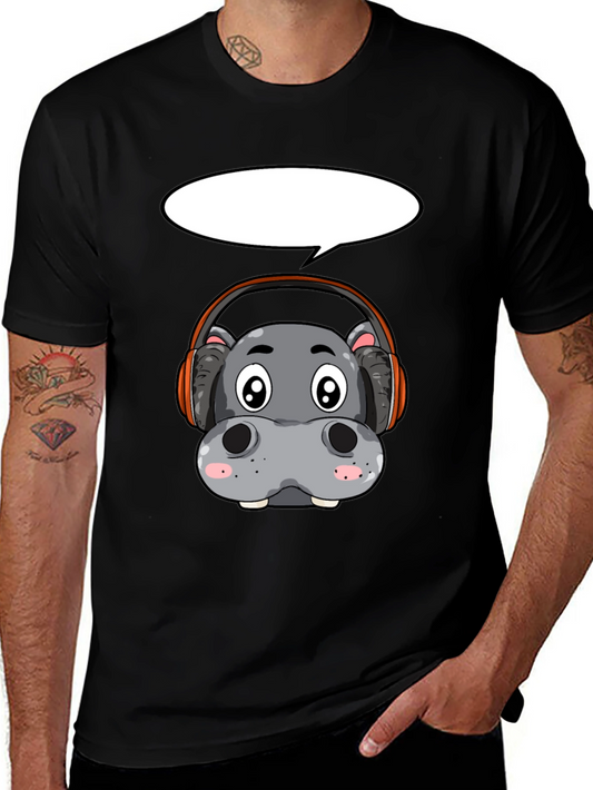 Hippo Headphone Graphic Tee - Black T-Shirt