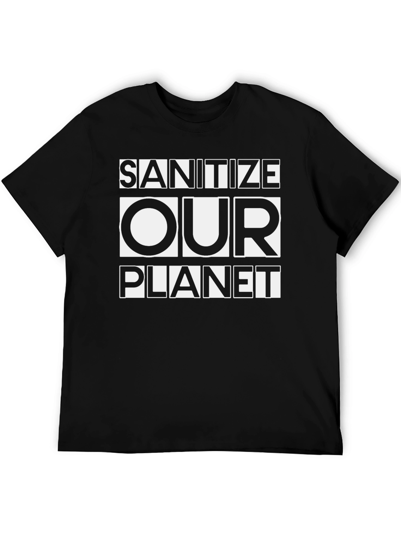 Sanitize Our Planet Graphic Tee - Black Cotton T-Shirt