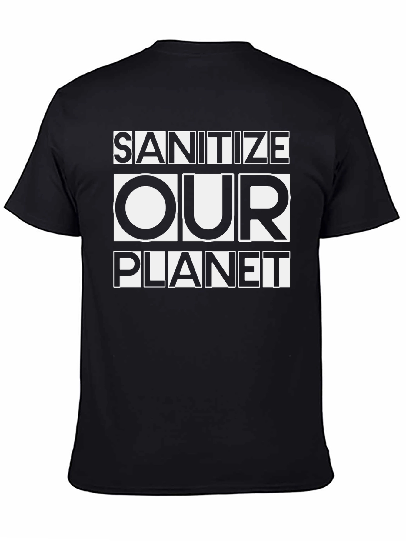 Sanitize Our Planet Graphic Tee - Black Cotton T-Shirt