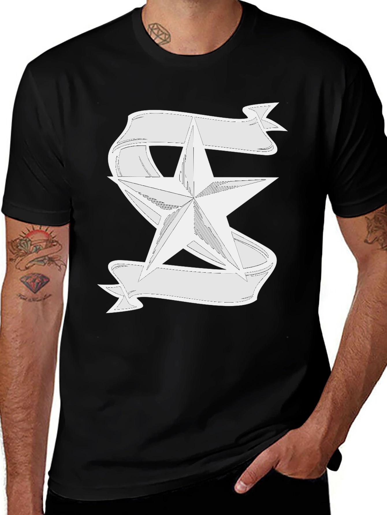 Star & Banner Graphic T-Shirt - Classic Design