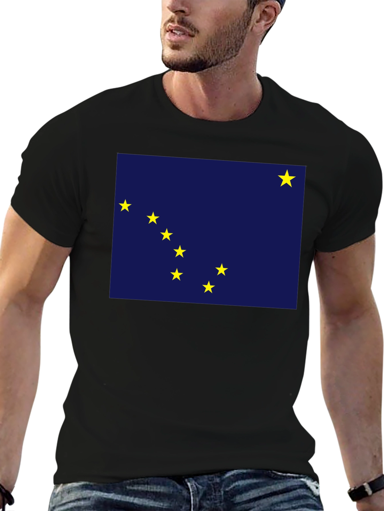 Alaska Flag Graphic T-Shirt - Black Crew Neck Tee