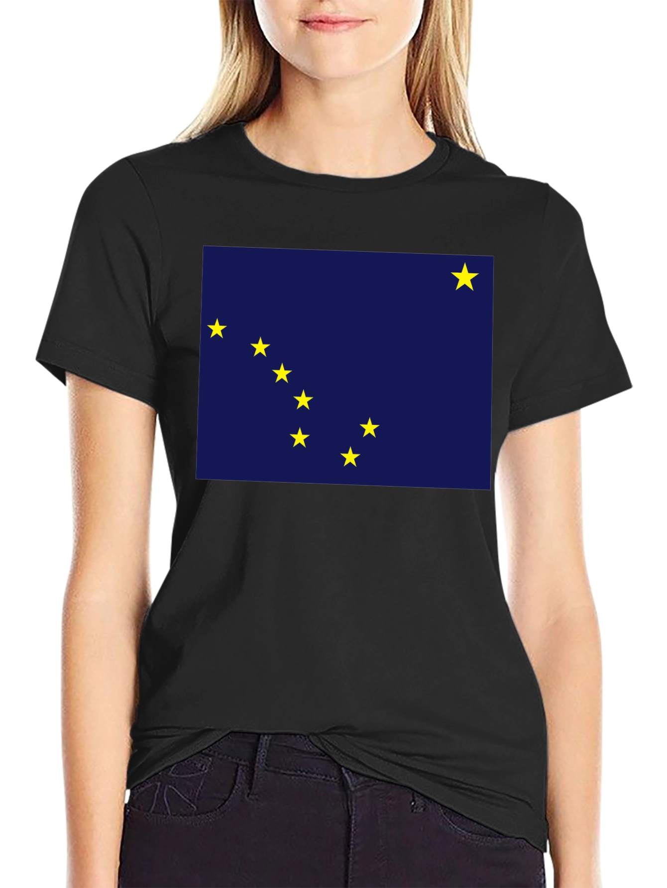 Alaska Flag Graphic T-Shirt - Black Crew Neck Tee