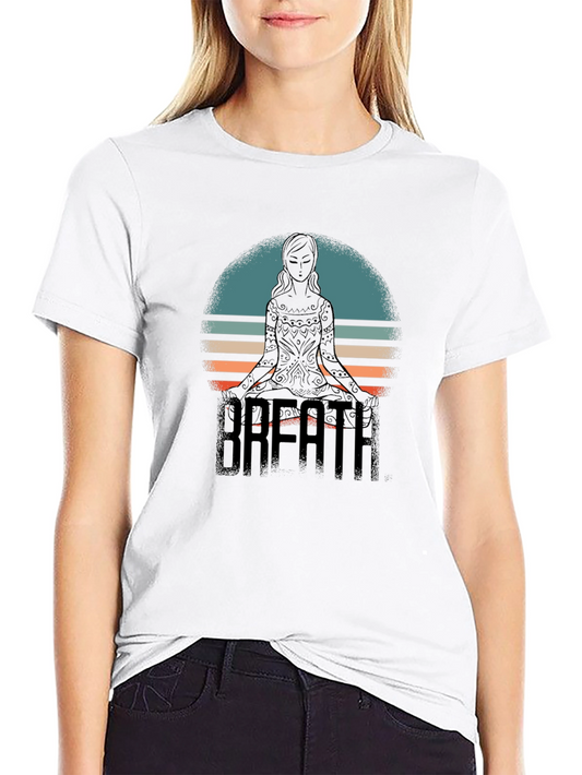 Breath Yoga Meditate Black Graphic Tee Shirt
