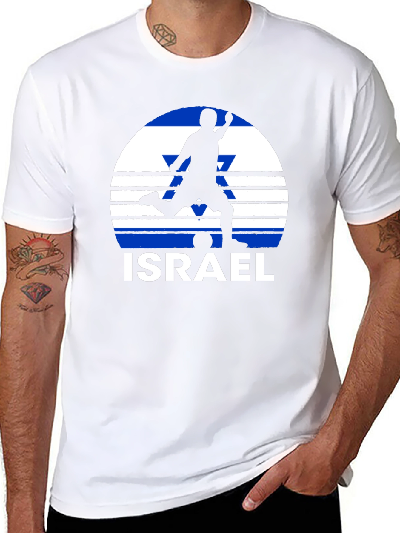 Israel Soccer Flag Graphic T-Shirt - Black