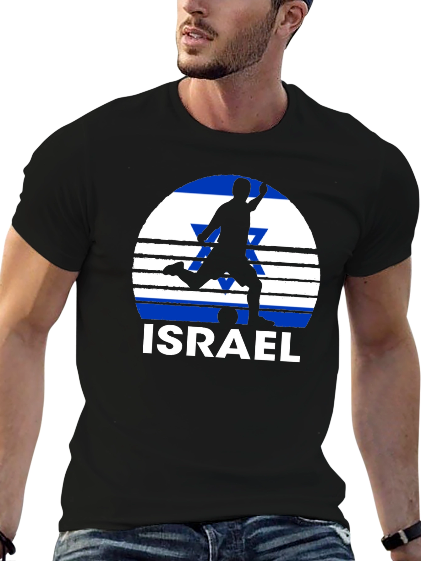 Israel Soccer Flag Graphic T-Shirt - Black