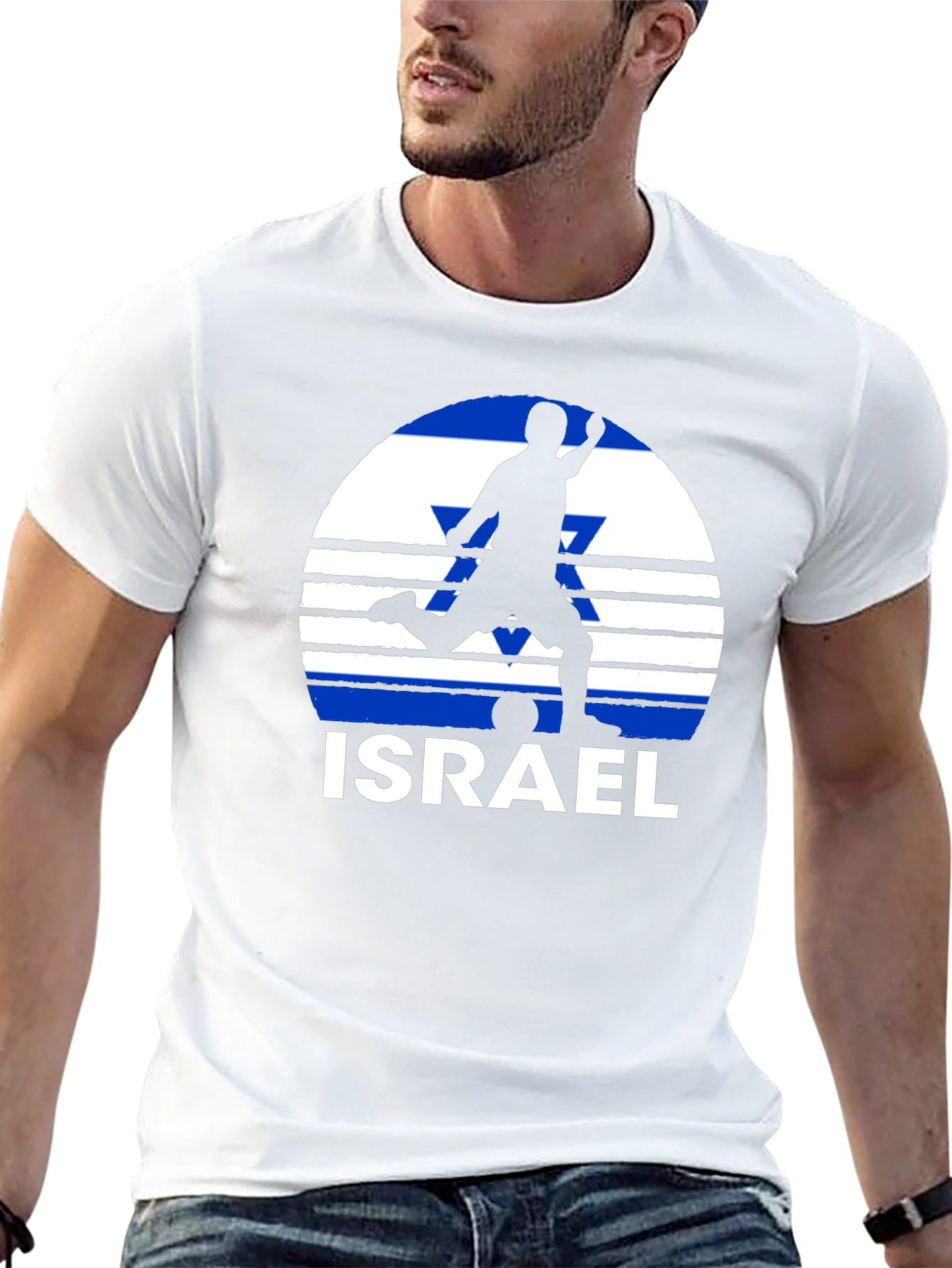 Israel Soccer Flag Graphic T-Shirt - Black