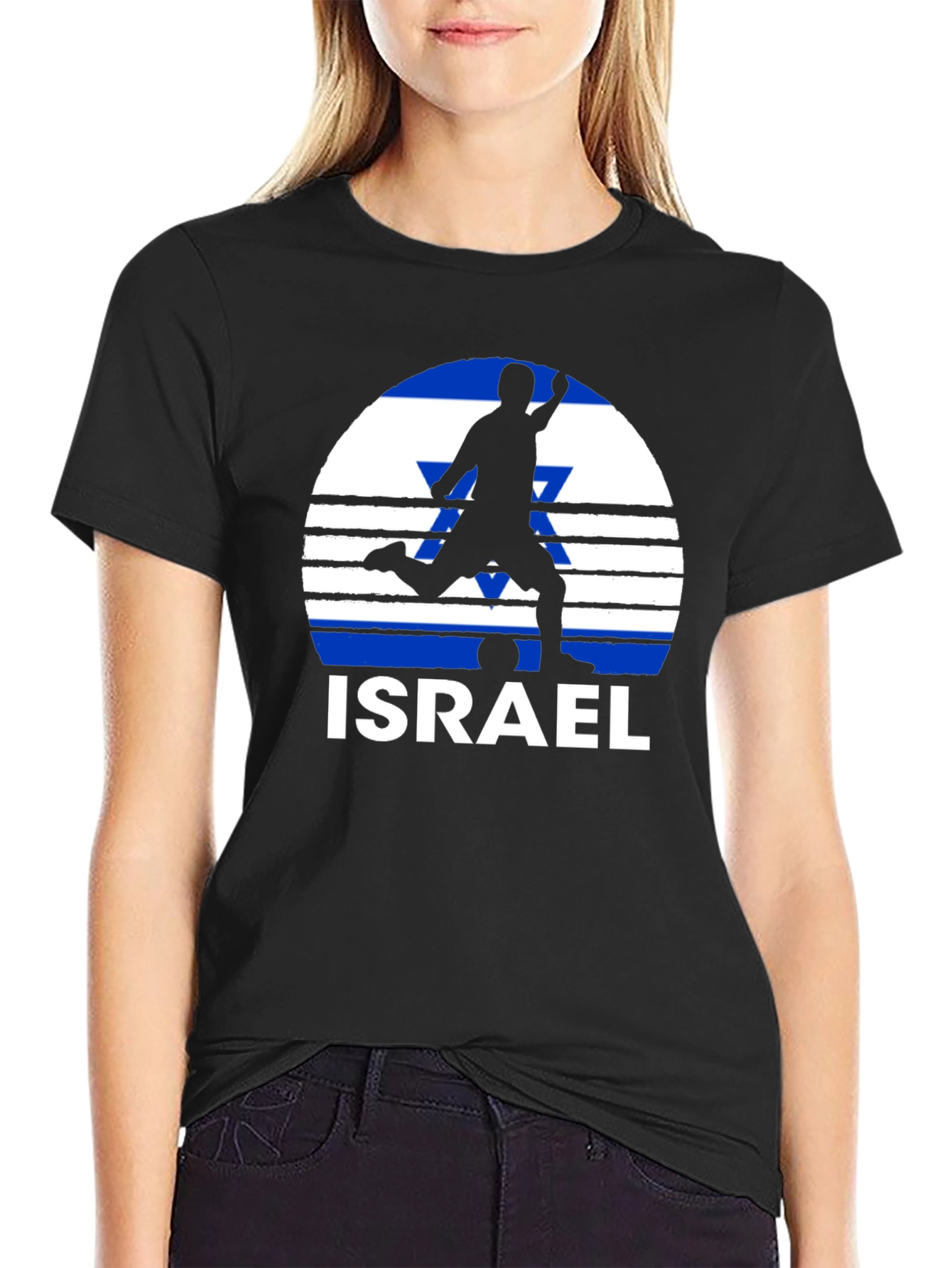 Israel Soccer Flag Graphic T-Shirt - Black
