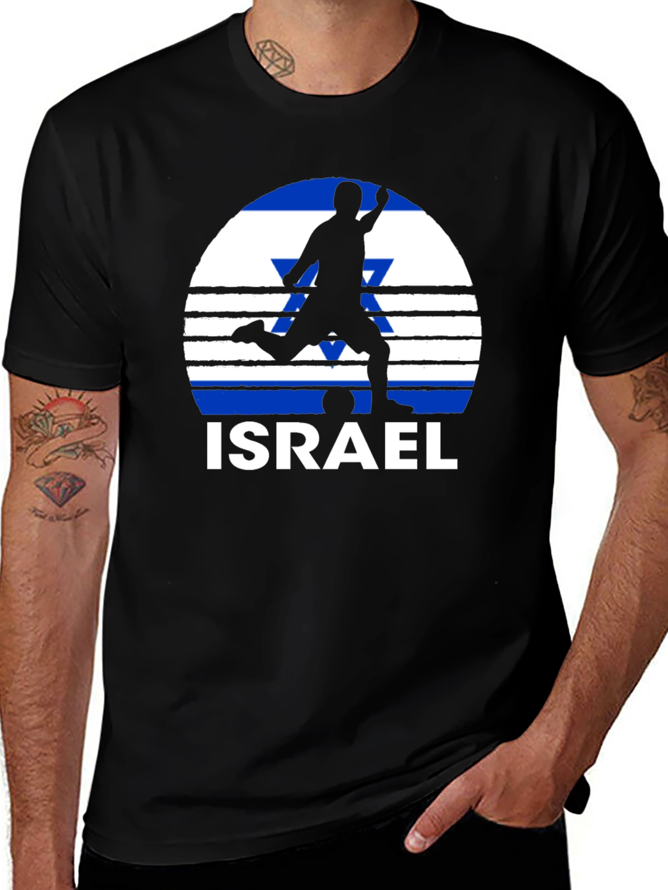 Israel Soccer Flag Graphic T-Shirt - Black