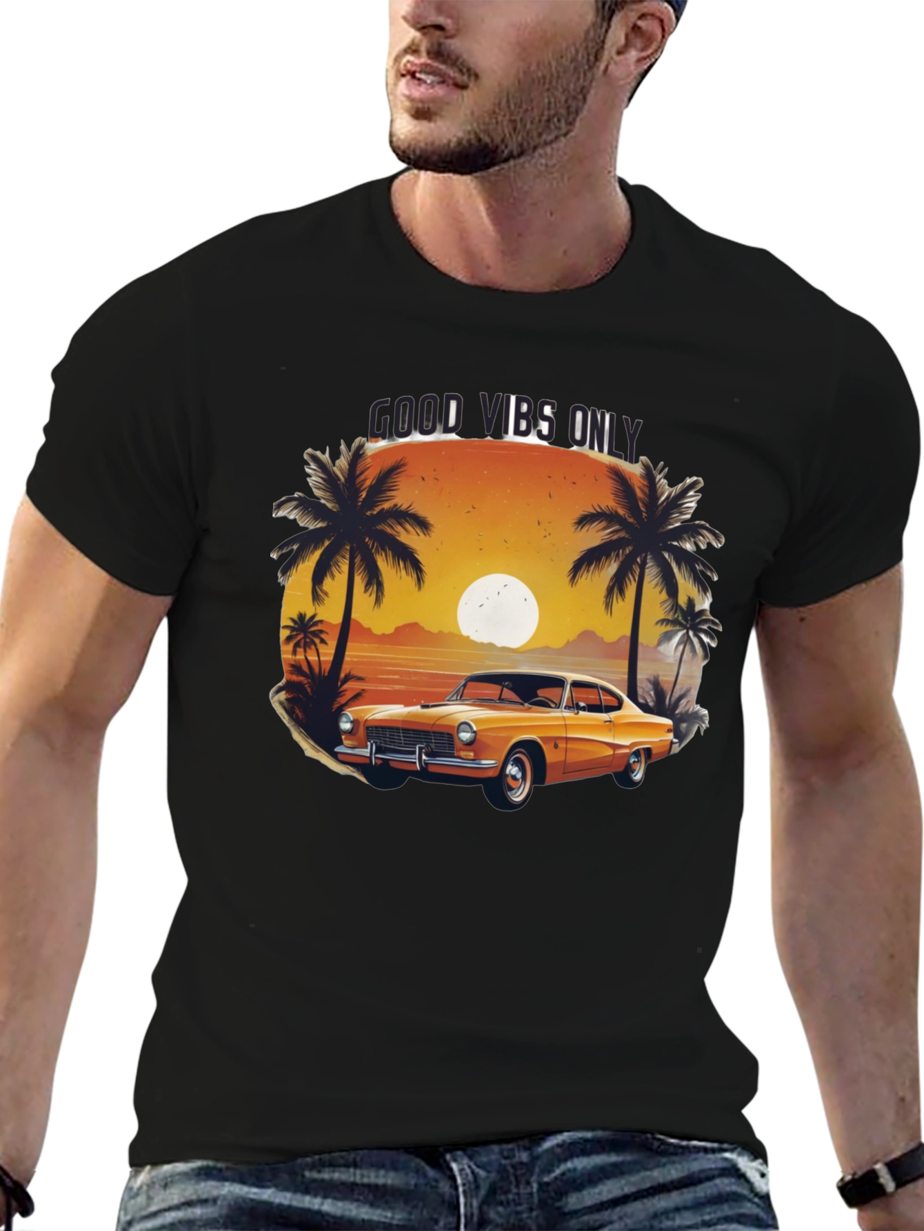 Good Vibes Only Classic Car T-Shirt