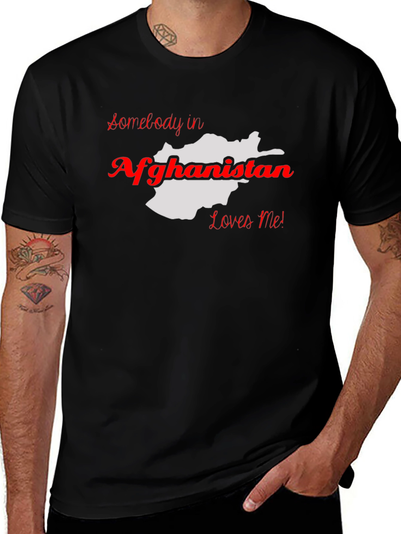 Afghanistan Love T-Shirt - Black Cotton Graphic Tee