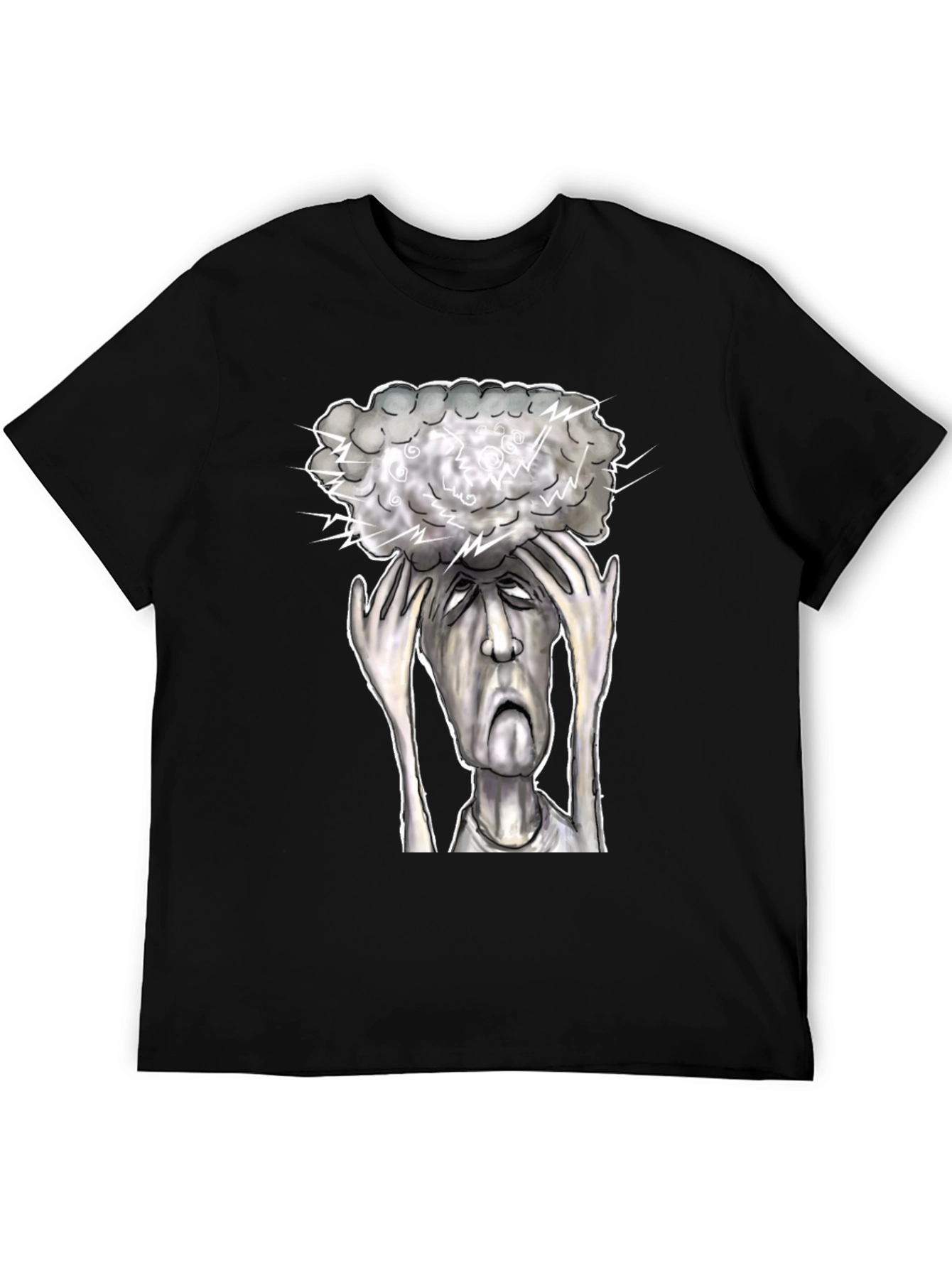 Brain Storm Graphic Tee - Black Cotton T-Shirt