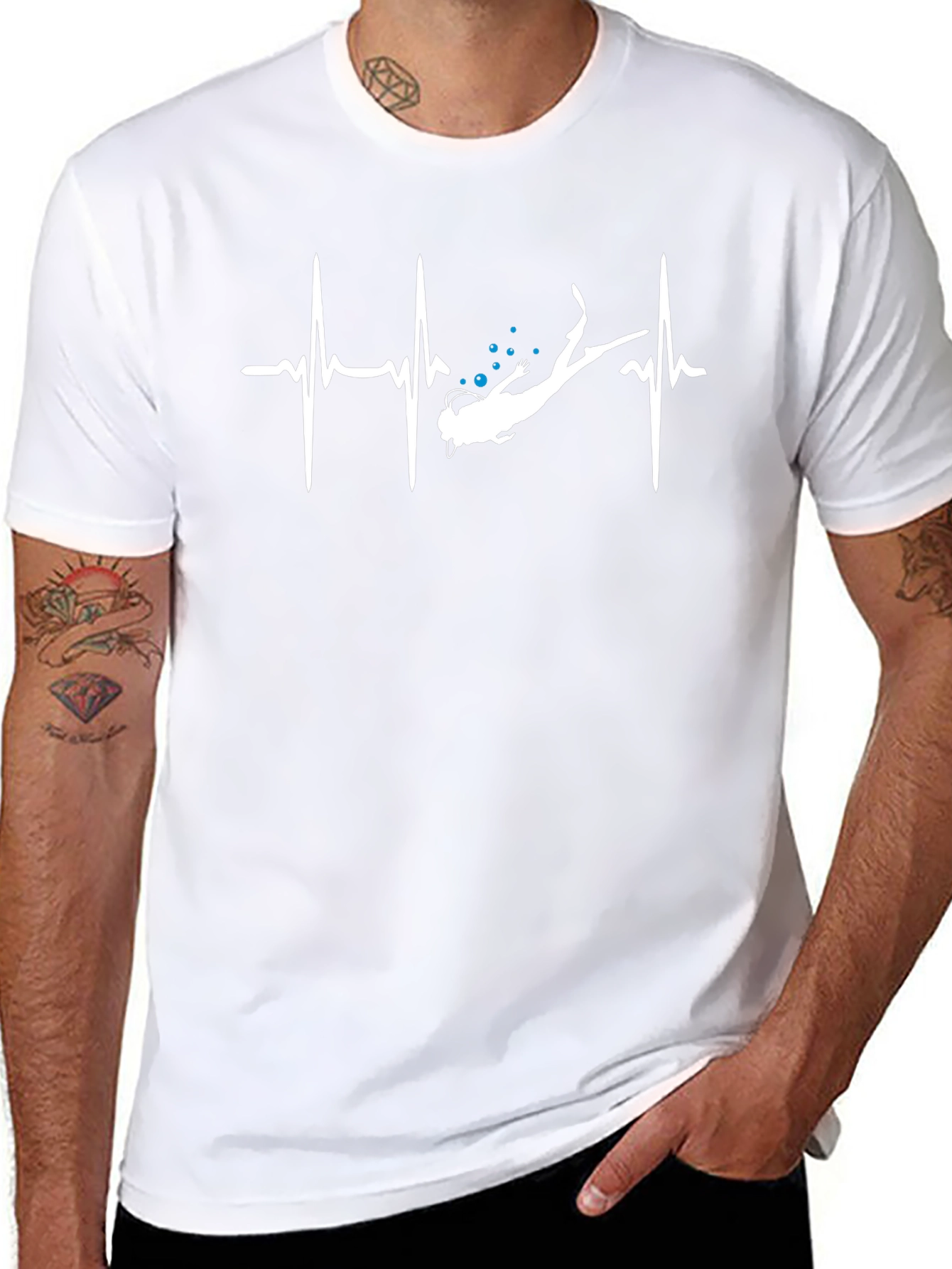 Diver Heartbeat Black Graphic Tee