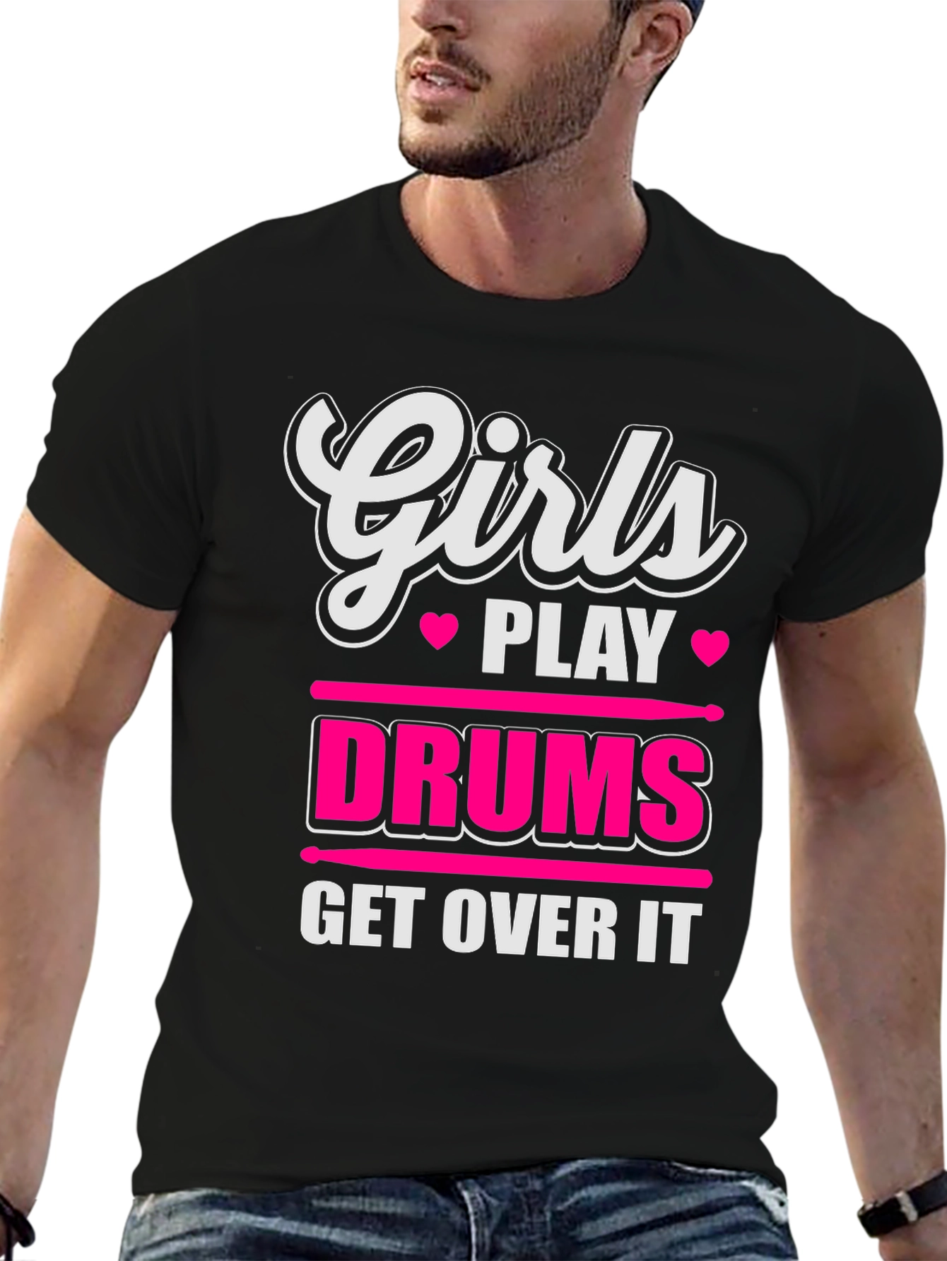 Girls Play Drums T-Shirt - Get Over It!