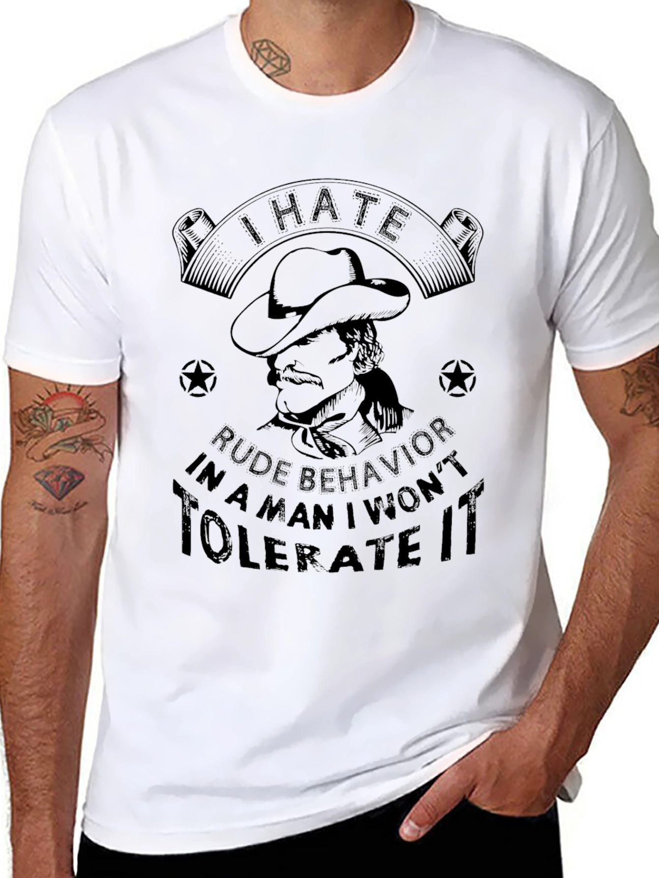 I Hate Rude Behavior Mens Black Graphic Tee