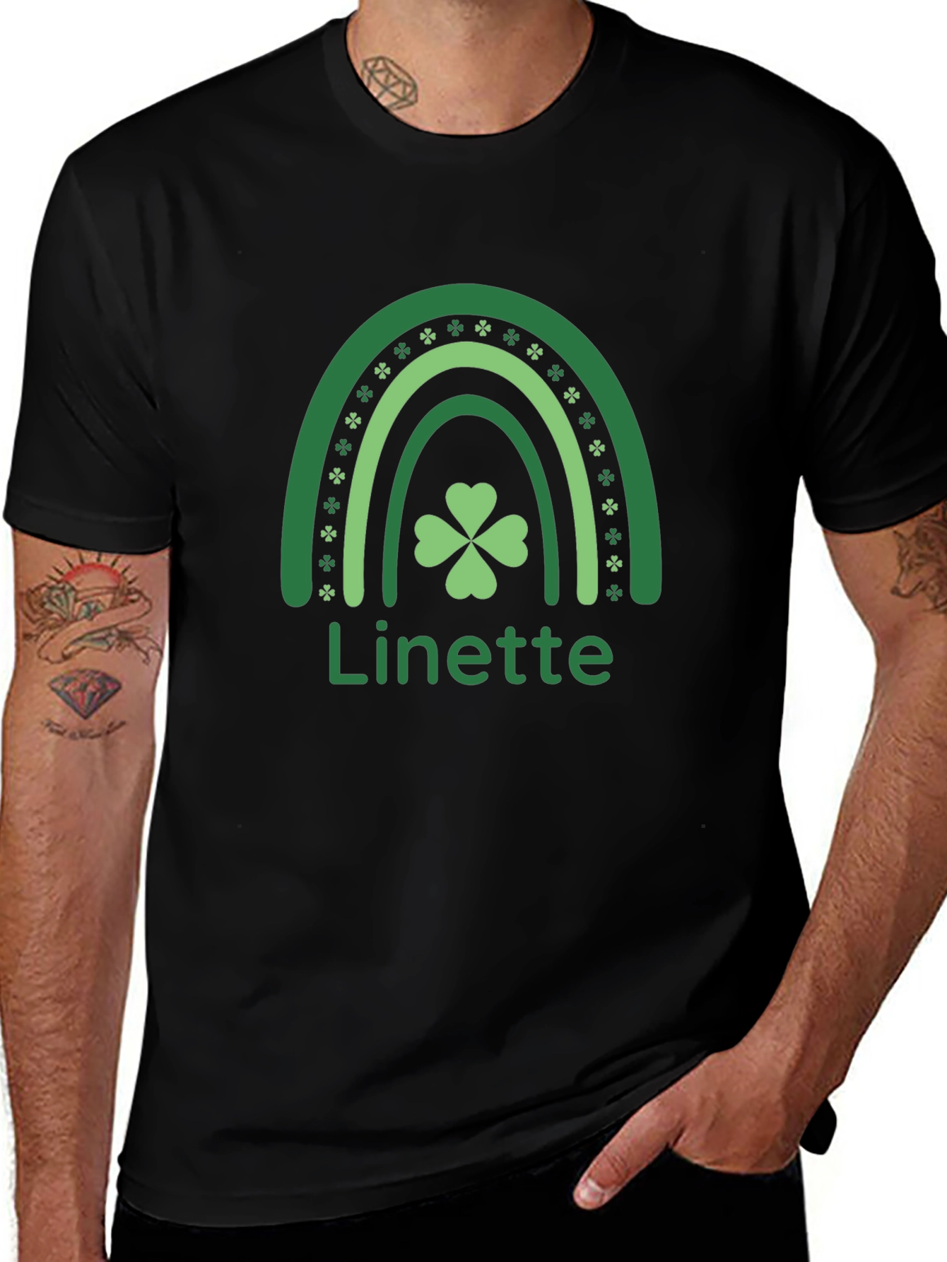 St. Patricks Day Linette Rainbow Shamrock T-Shirt